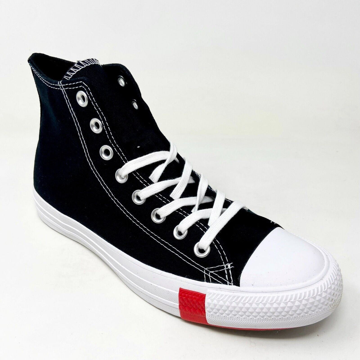Converse CTAS Hi Logo Play Black University Red Womens Sneakers 166734C