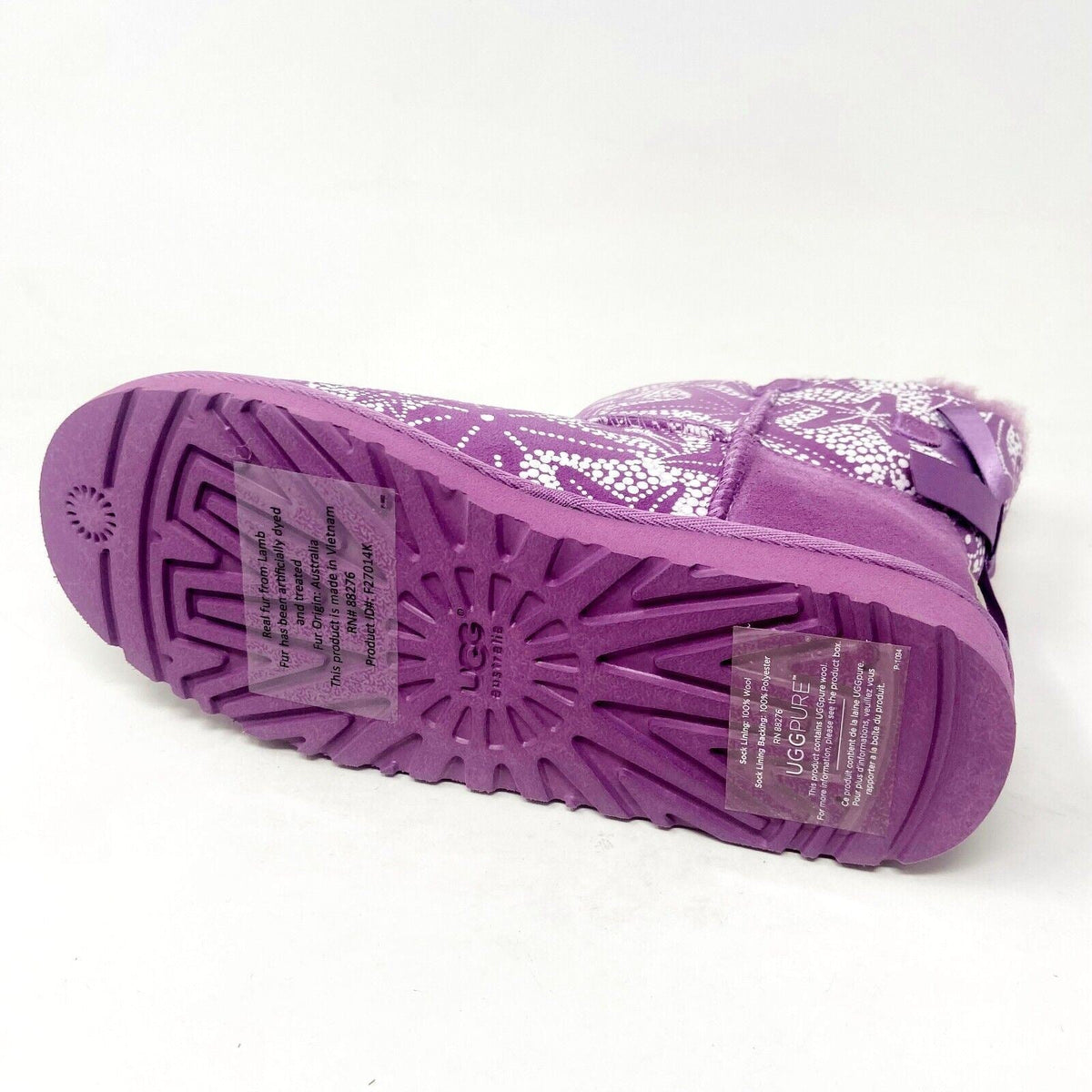 UGG Mini Bailey Bow Starfish Purple Kids Girls Sheepskin Booties 1006675Y