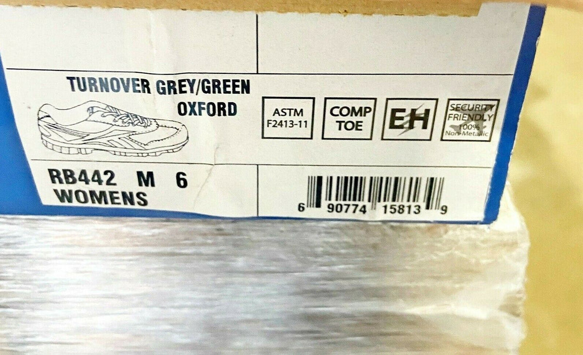 Reebok Work Turnover Grey Green Oxford Womens Composite Toe Sneakers RB442
