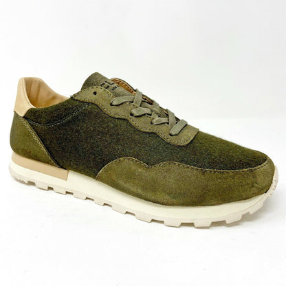 Clae Hoffman Premium Olive Wool Cream Mens Premium Casual Sneakers