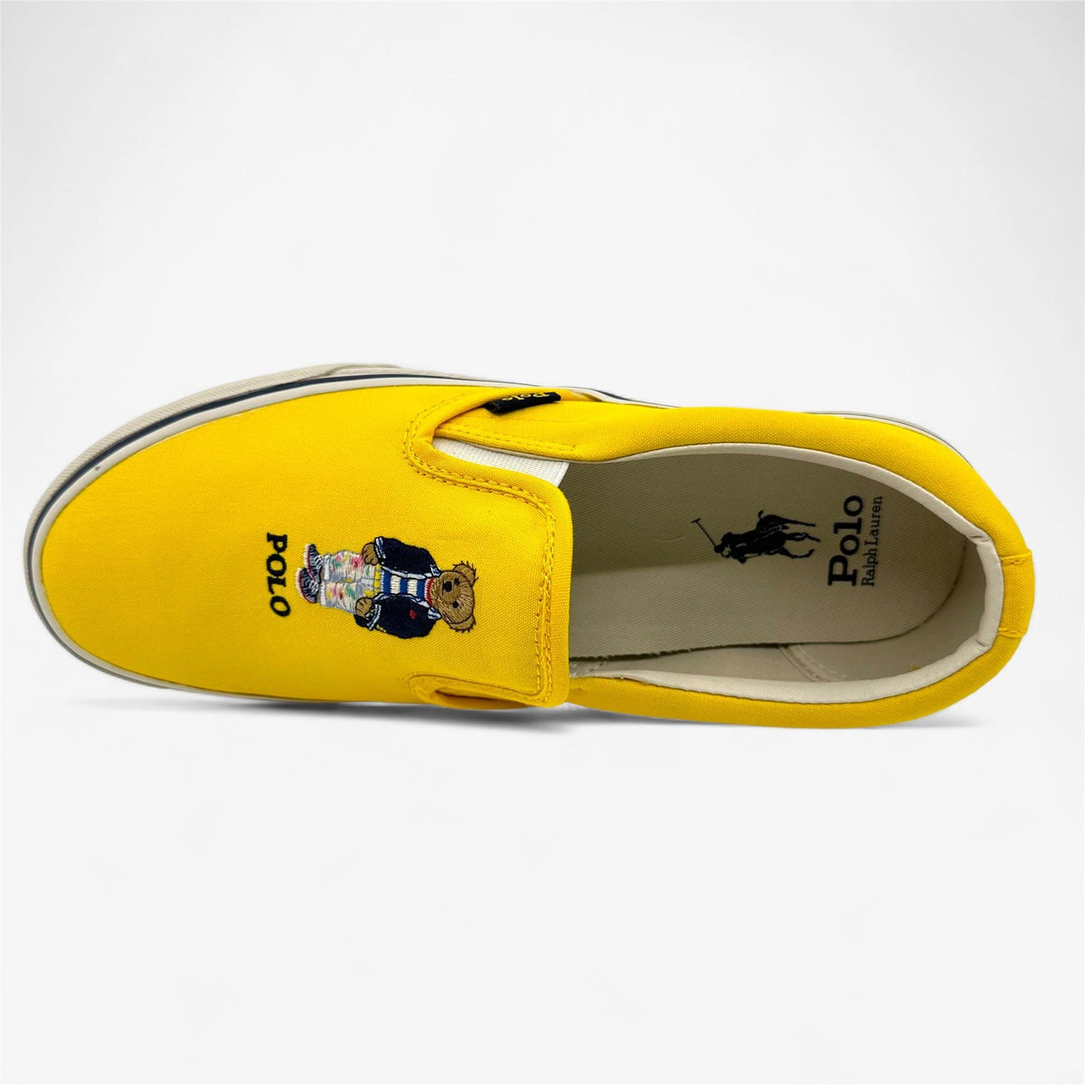 Ralph Lauren Keaton Slip SK SPO Yellow White Mens Casual Bear Slip-On
