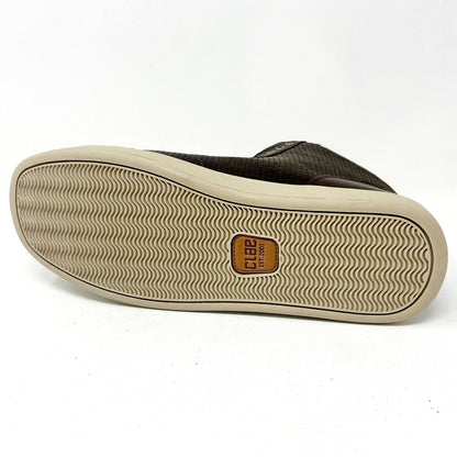 Clae Russell Chocolate Embossed Leather Mens Premium Casual Shoes