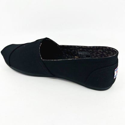Skechers Bobs Plush Peace & Love Black Womens Wide Memory Foam Flats Shoes