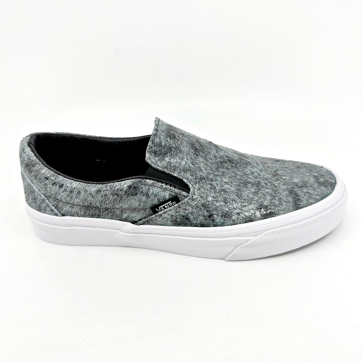 Vans Classic Slip On (Pebble Snake) Gray Black White Womens Casual Shoes