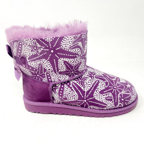 UGG Mini Bailey Bow Starfish Purple Kids Girls Sheepskin Booties 1006675Y