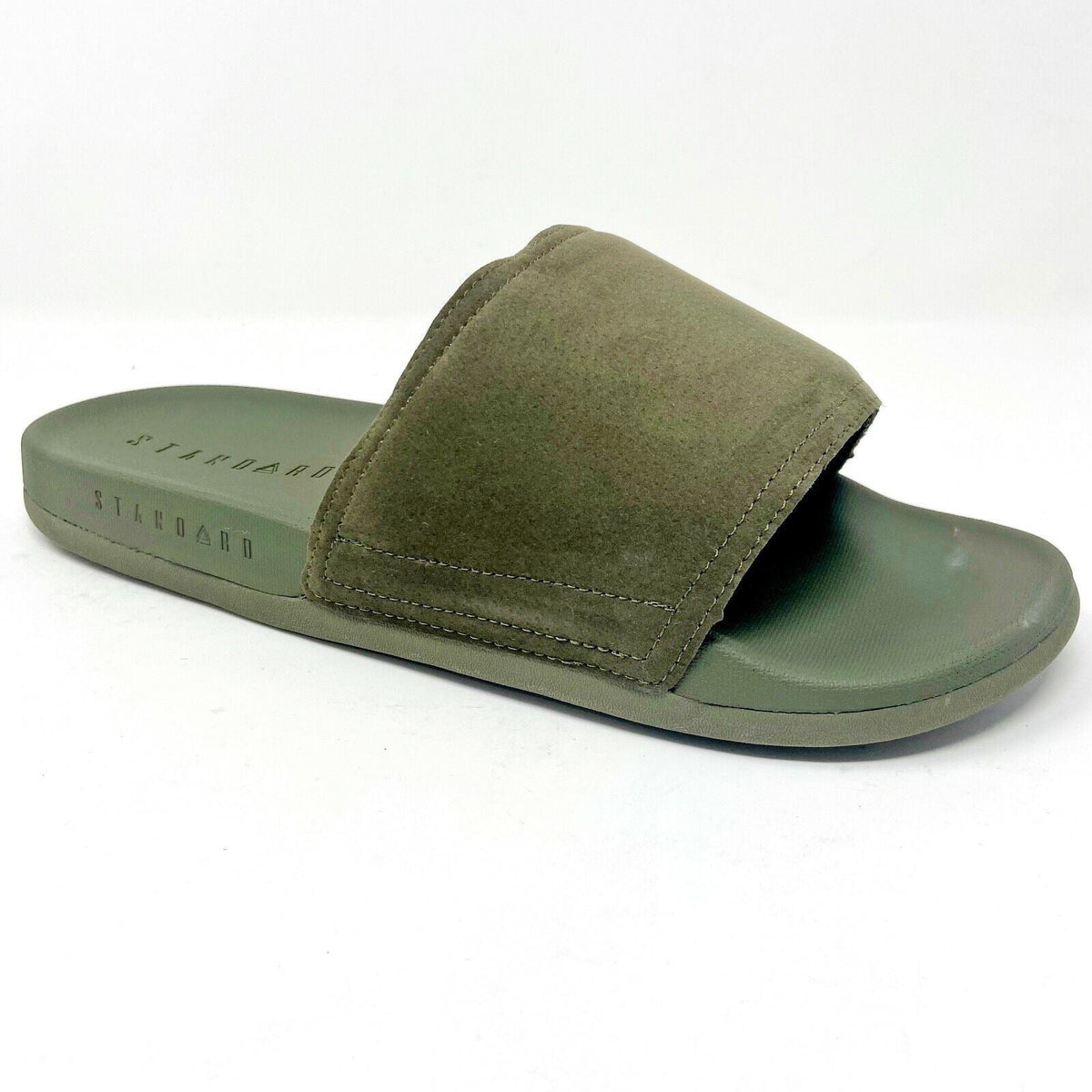 STNDRD Standard Los Angeles Monaco Suede Olive Green Mens Slides Sandals