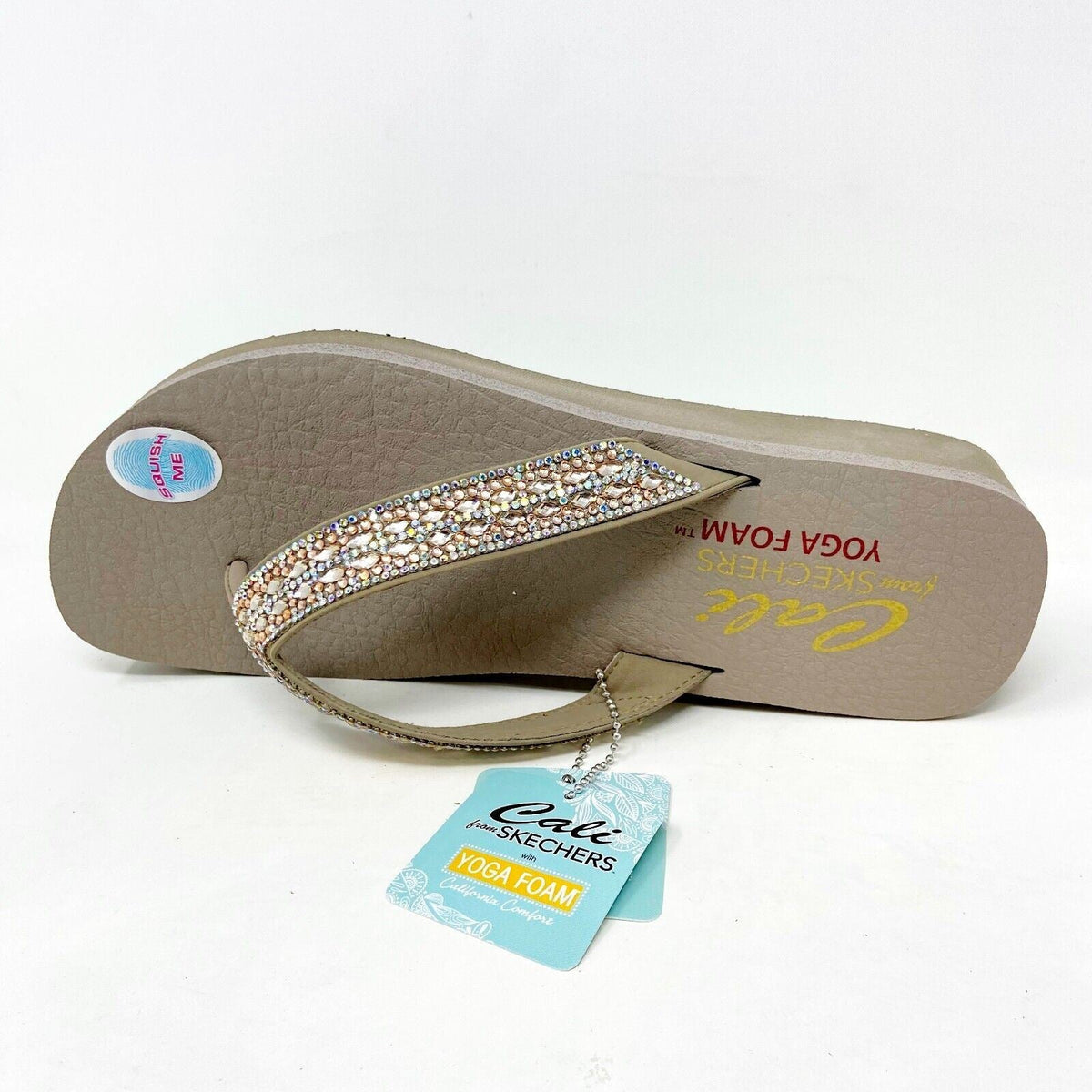 Skechers Vinyasa Glory Day Taupe Womens Flip Flop Comfort Sandals