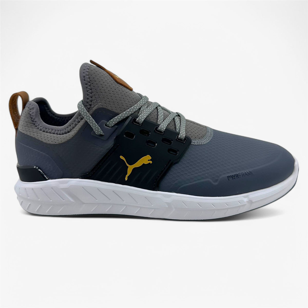 PUMA Ignite Articulate Black Gold Quiet Shade Mens Wide Waterproof Golf Shoes