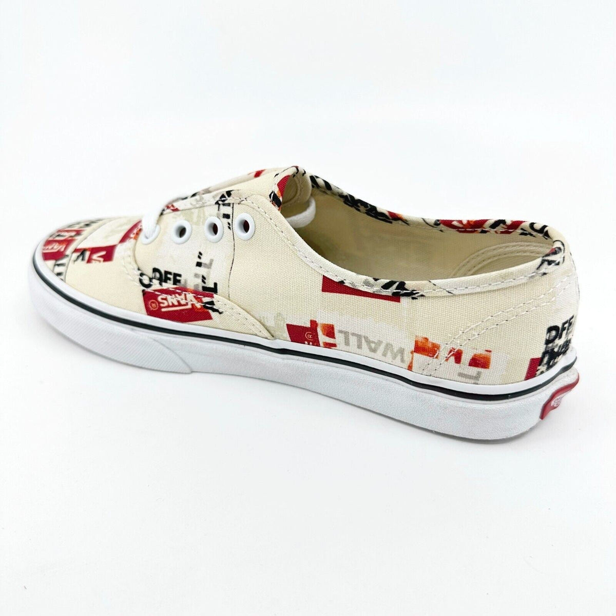 Vans Authentic Packing Tape Off White Red Black Womens Size 8 Casual Shoes