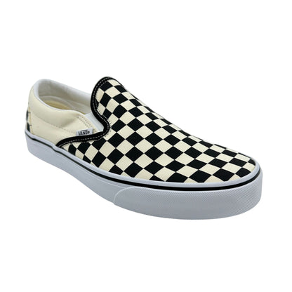 VANS Classic Slip On Checkerboard Black White Mens Wide Athletic Sneaker