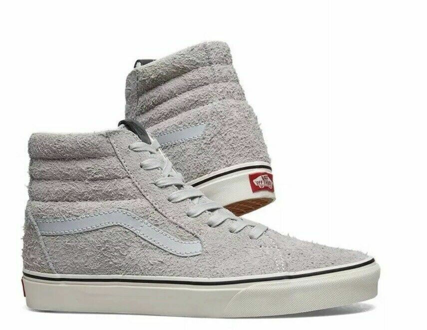 Vans SK8 Hi (Hairy Suede) Gray Dawn White Mens Suede Sneakers