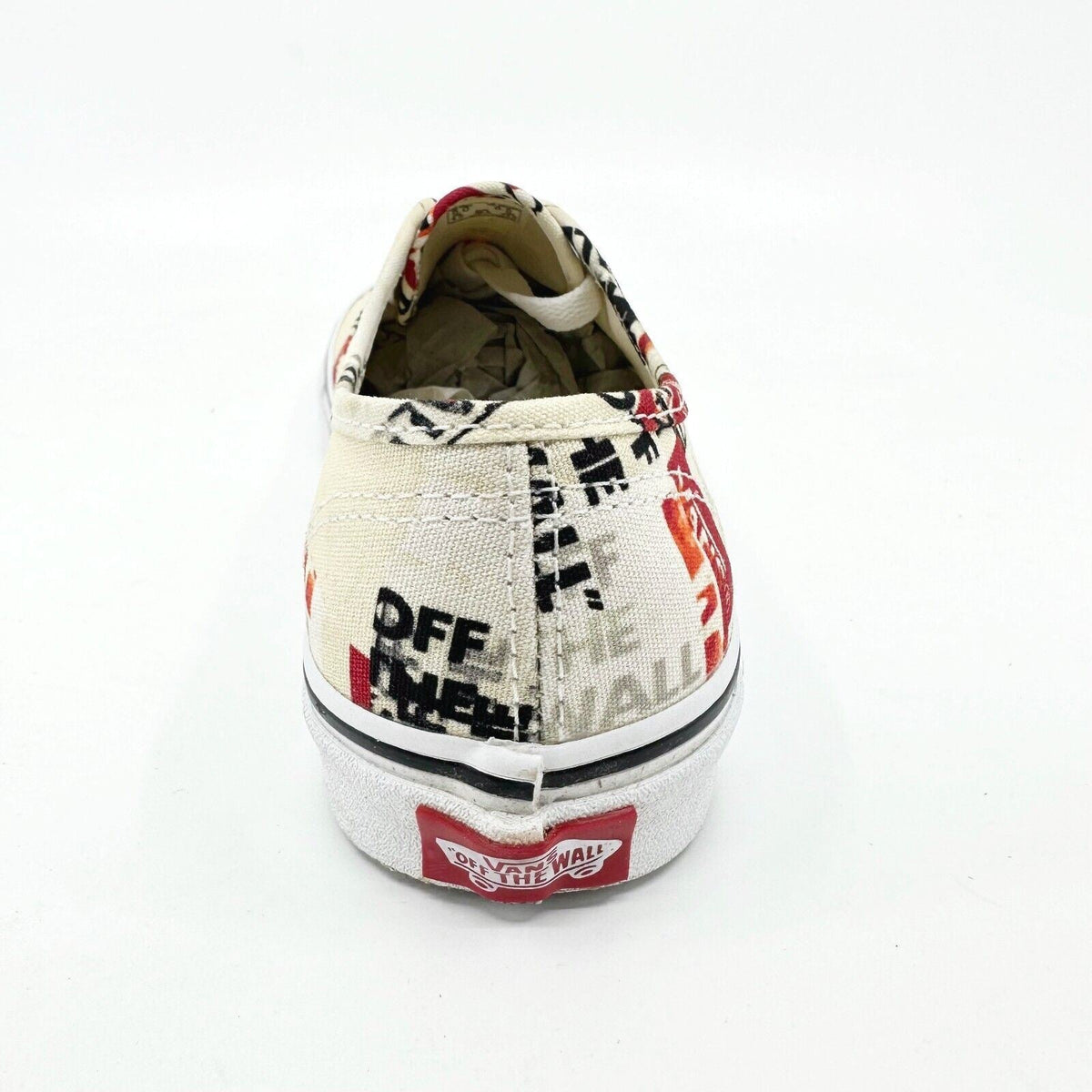 Vans Authentic Packing Tape Off White Red Black Womens Size 8 Casual Shoes