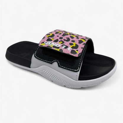 AND1 Nothin But Net Pink Leopard Kids Girls Sandal Slide