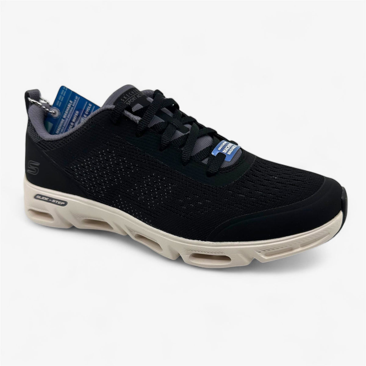 Skechers Glide Step Gratify Lume Black Natural Womens Athletic Sneaker