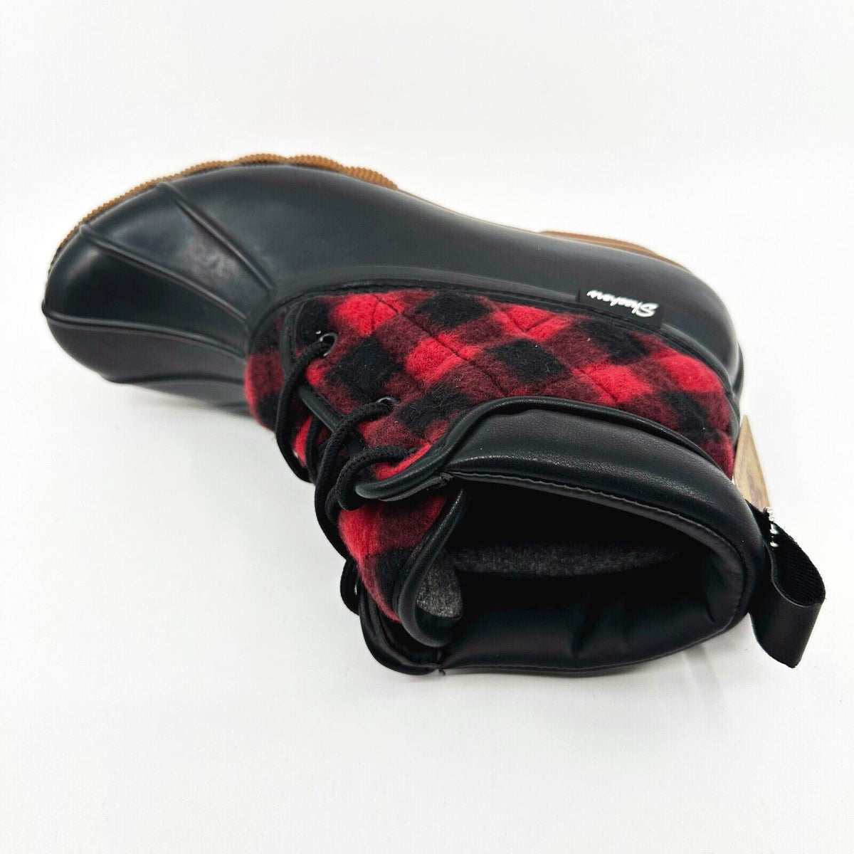 Skechers Pond Good Plaid Black Red Womens Size 7 Rubber Duck Boots