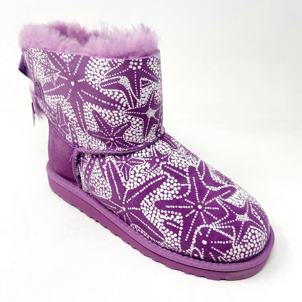UGG Mini Bailey Bow Starfish Purple Kids Girls Sheepskin Booties 1006675Y