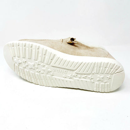 Hey Dude Wendy Corduroy Cream Womens Slip On Comfort Shoes