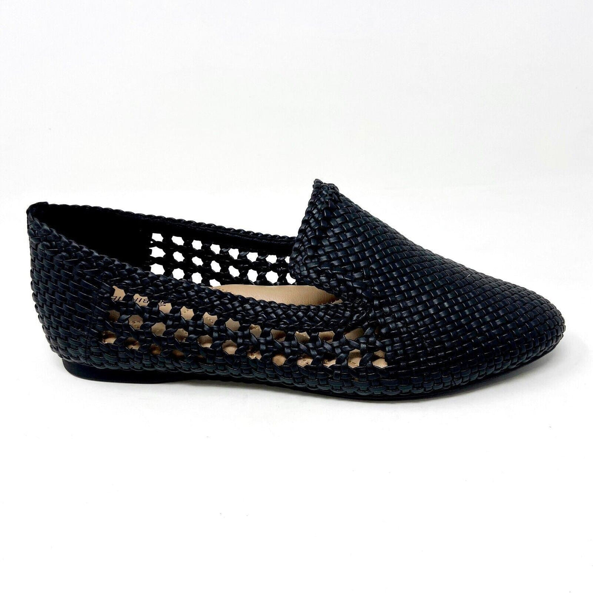 Birdies The Starling Black Woven Womens Vegan Leather Slip On Flats Loafers