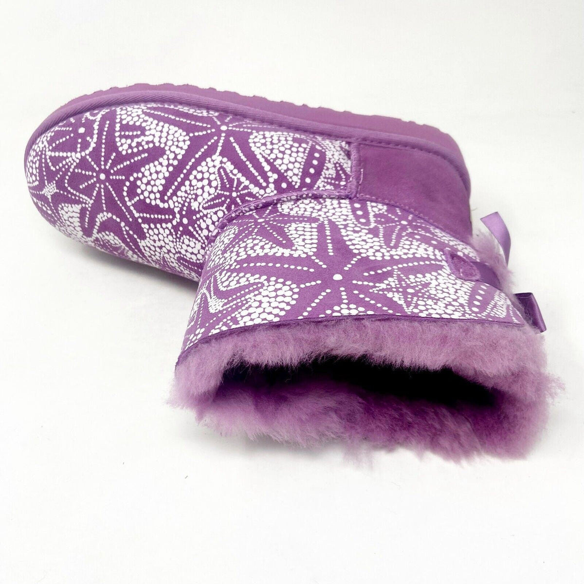 UGG Mini Bailey Bow Starfish Purple Kids Girls Sheepskin Booties 1006675Y