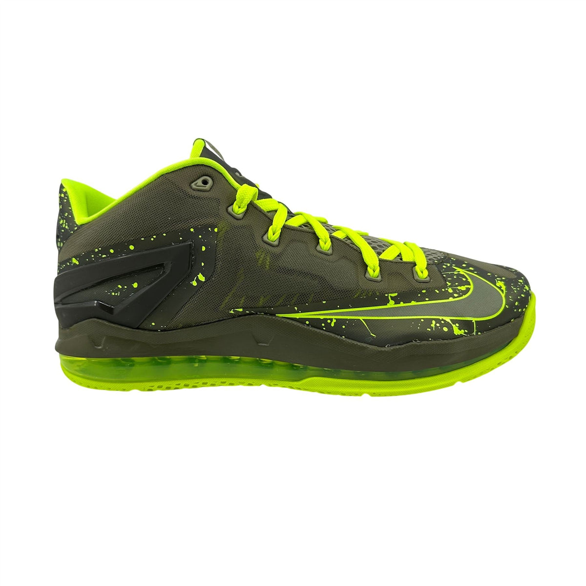 Nike Max Lebron XI Low Medium Khaki Volt Olive Mens Athletic Dunkman Sneaker