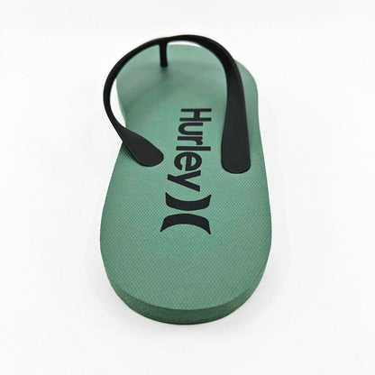 Hurley Mens Military Green Black Logo Flip Flop Pool Beach Sandals