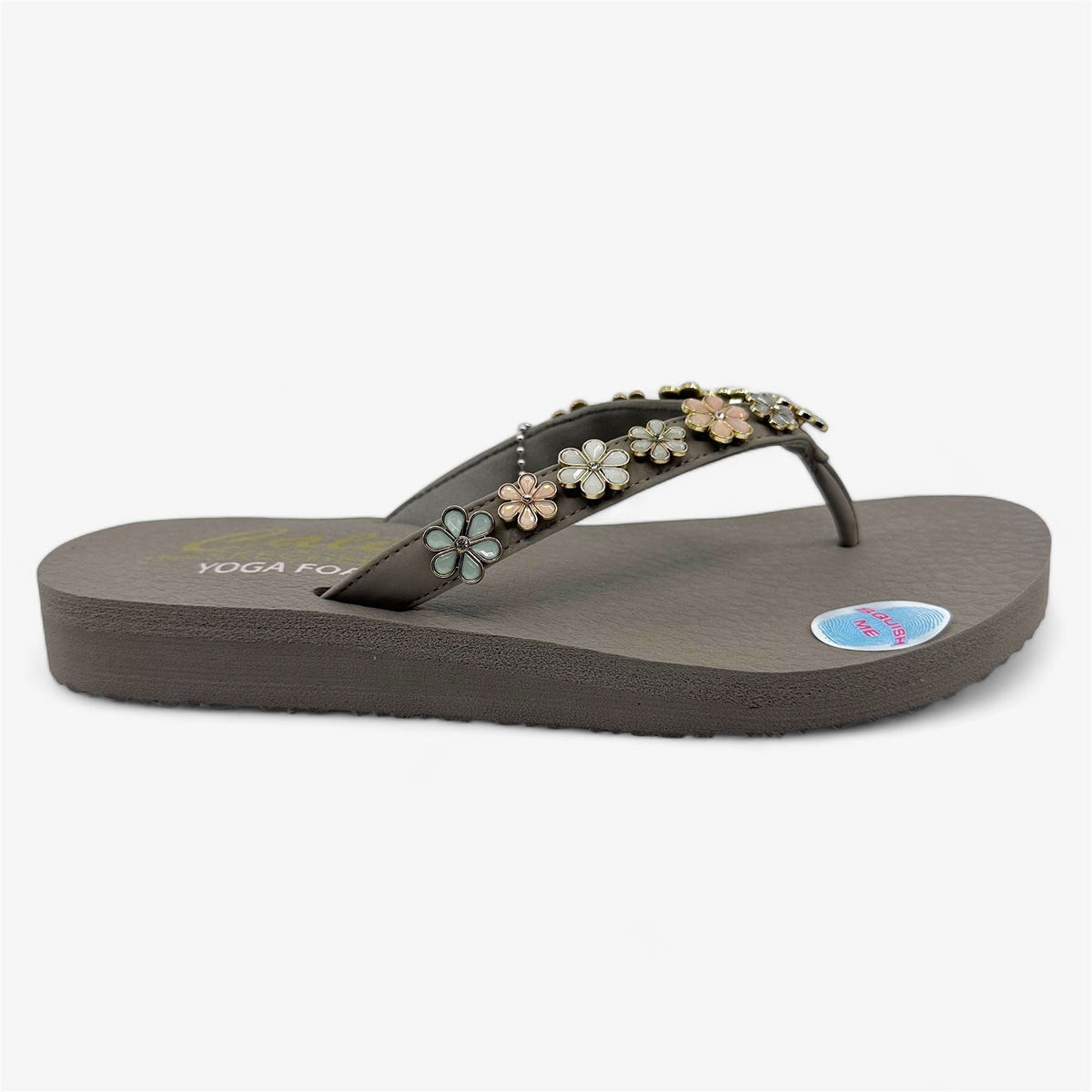 Skechers Meditation Daisy Crush Taupe Multicolor Womens Sandal Thong