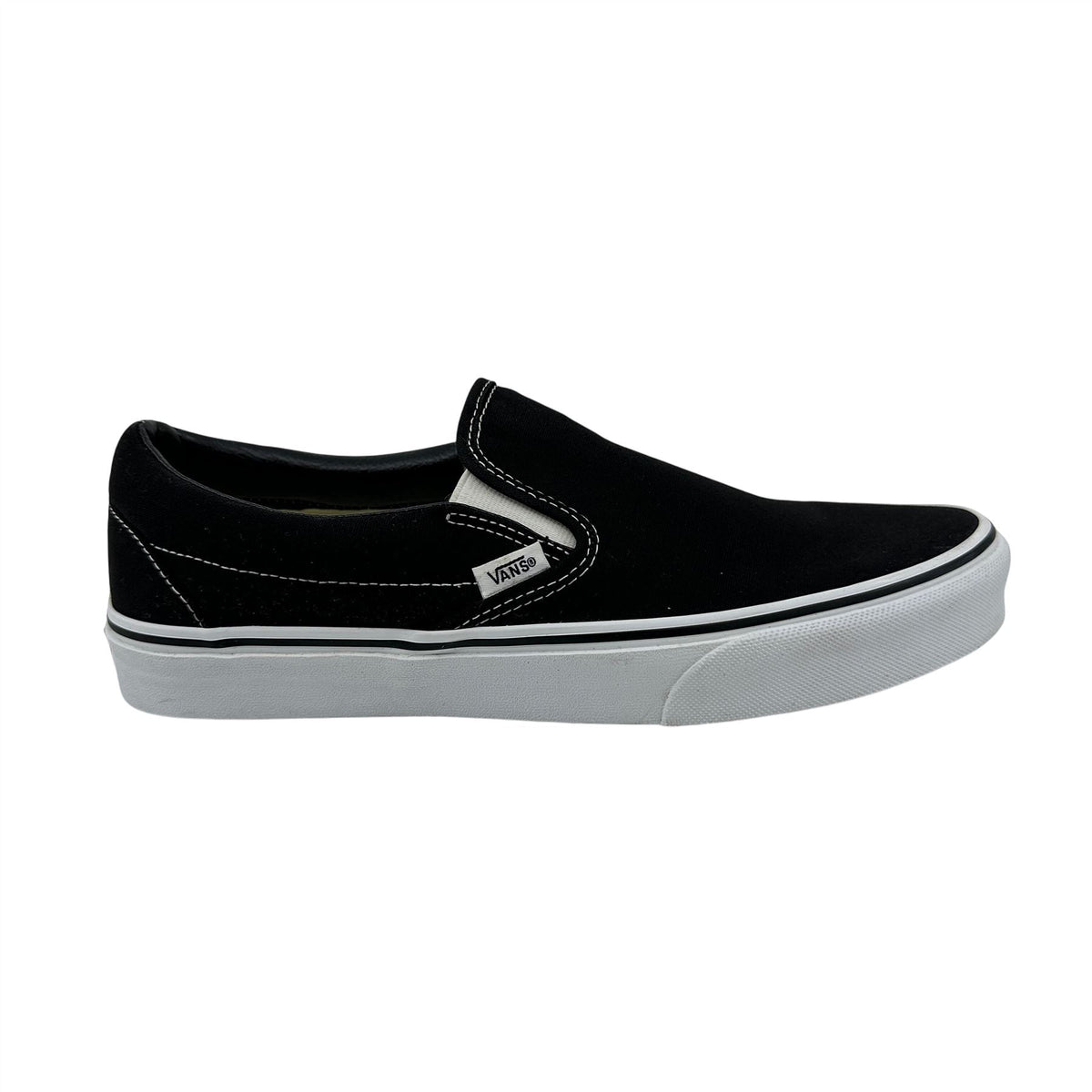 VANS Classic Slip On Black White Womens Athletic Sneaker