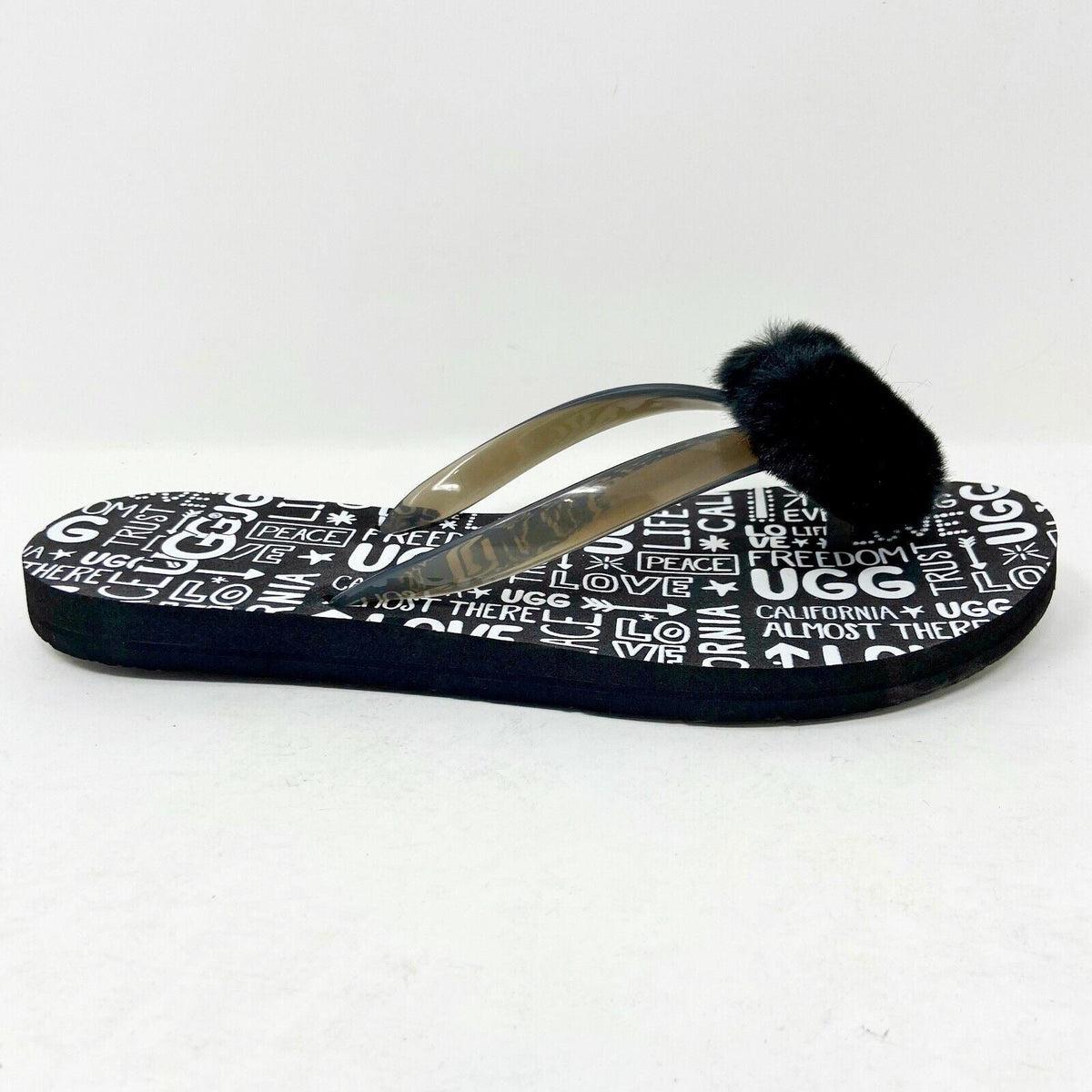 UGG Simi Fluff Manifesto Black Womens Flip Flop Sandals 1101562 BLK