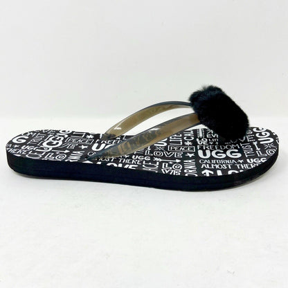 UGG Simi Fluff Manifesto Black Womens Flip Flop Sandals 1101562 BLK