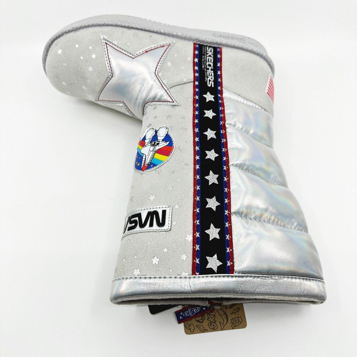 Skechers Glamslams Star Explorer Gray Kids Girls Size 4 NASA Space Tall Boots