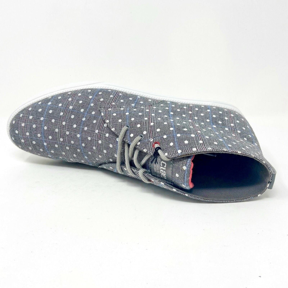 Clae Strayhorn Textile Concrete Plaid Polka Dots Gray Mens Casual Sneakers