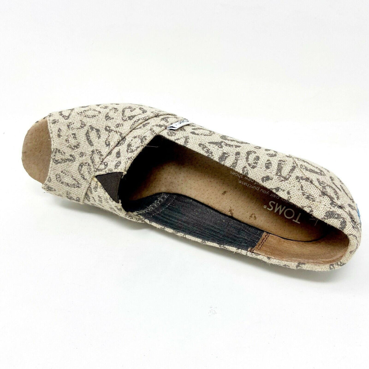 Toms Wedge Snow Leopard Womens Ankle Canvas Heel Bootie Shoes