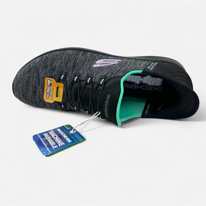 Skechers Summits Dazzling Haze Black Turquoise Womens Slip Ins Sneaker