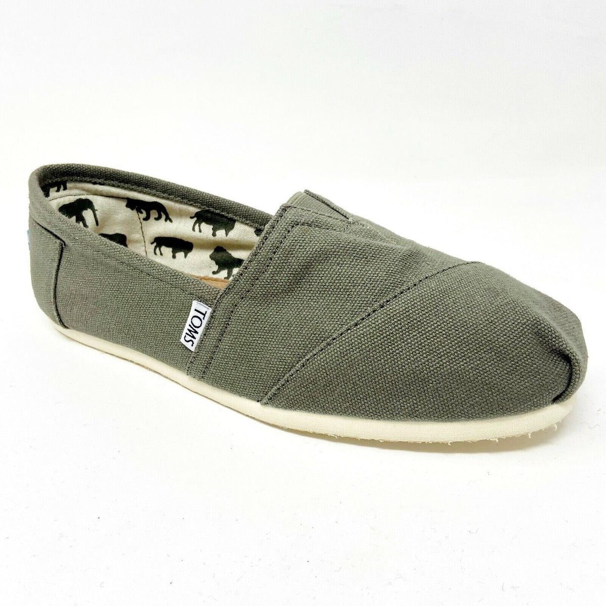 Toms Classics Olive Canvas Womens Size 5 Slip On Casual Canvas Flat Shoes