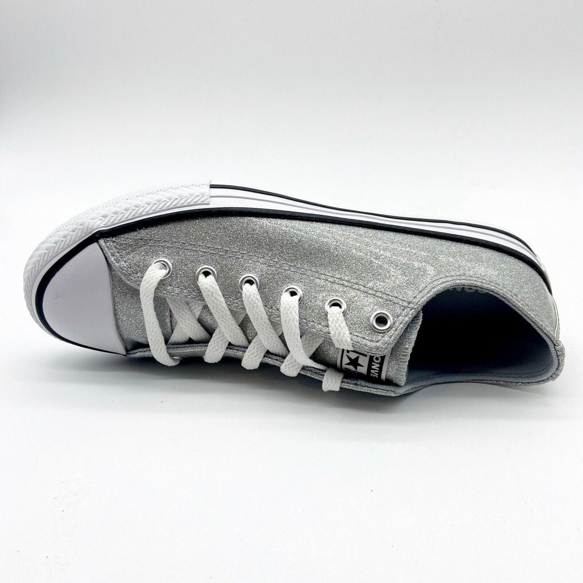 Converse CTAS Ox Wolf Grey Glitter Kids Casual Shoes 666896C