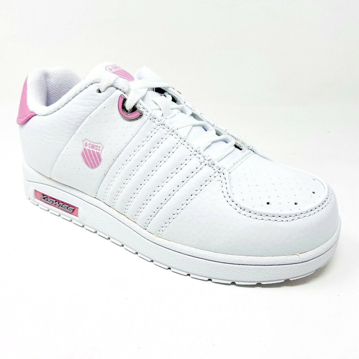K-Swiss Wolert White Bubble Gum Pink Girls Kids Casual Shoes Sneakers 51376136