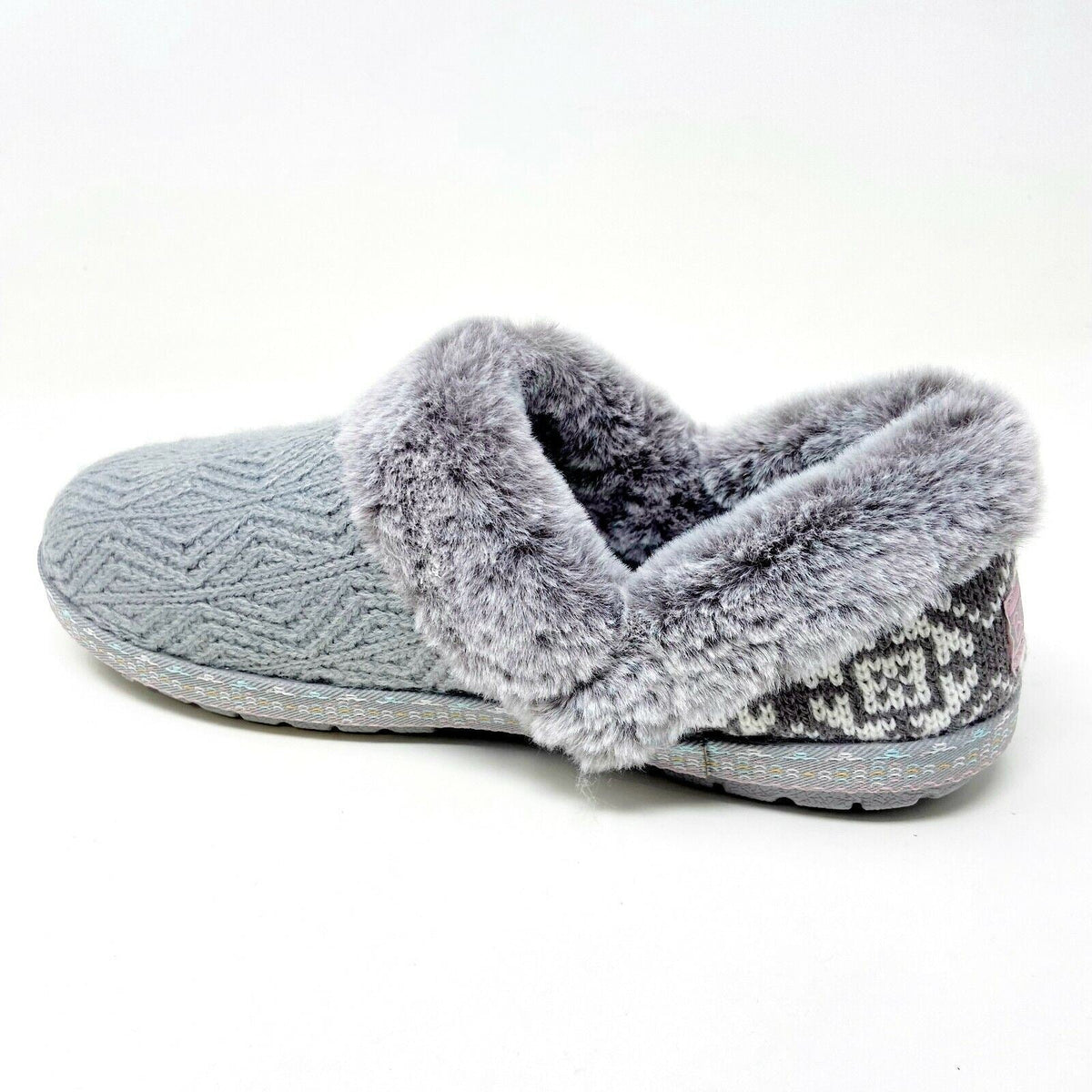 Bobs Skechers Too Cozy Deco Drifter Gray Womens Size 9 Casual Fur Slippers