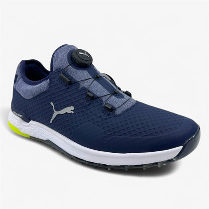 PUMA Proadapt Alphacat Disc Peacoat Silver Yellow Mens Waterproof Golf Shoes