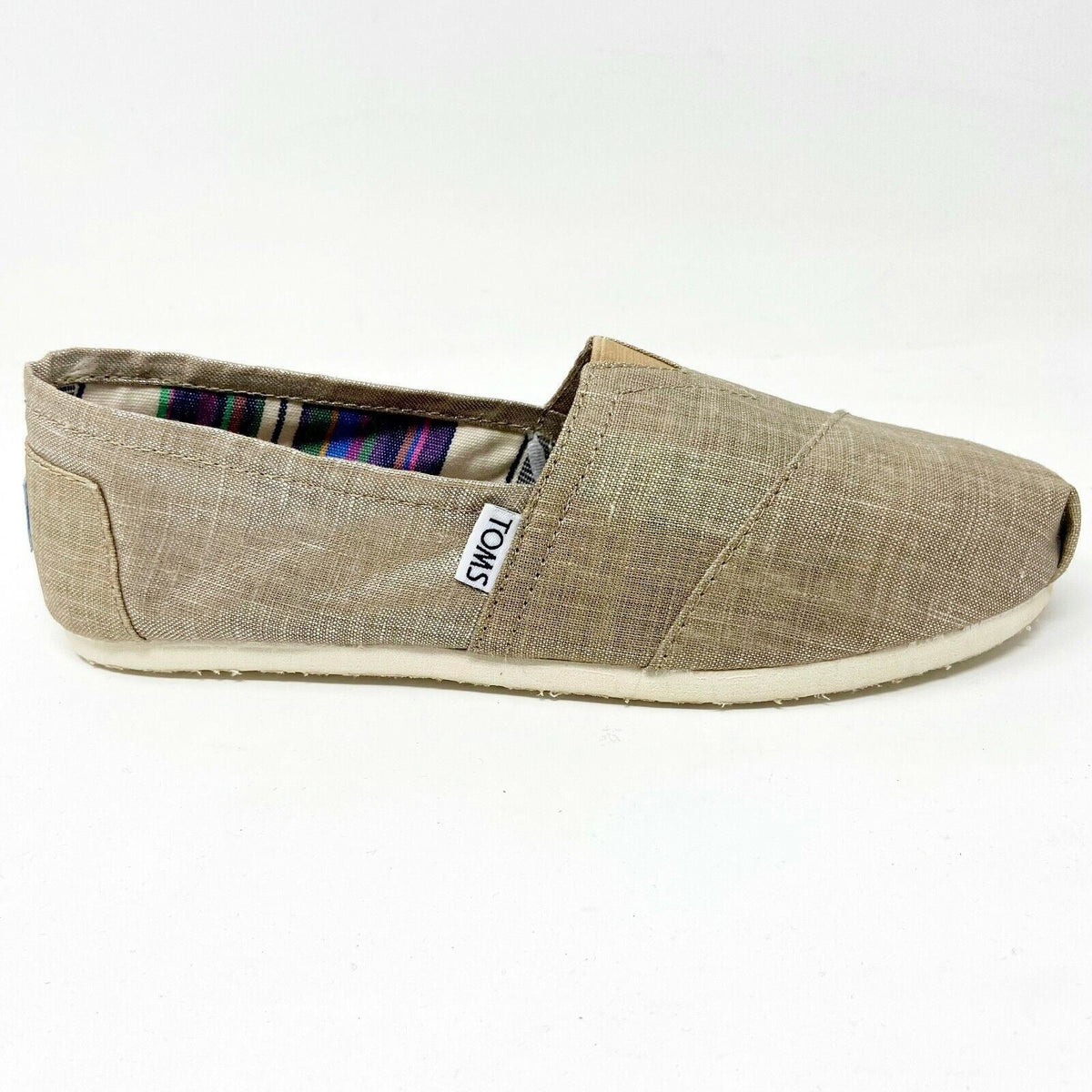 Toms Classics Champagne Metallic Linen Womens Size 6 Slip On Casual Flat Shoes