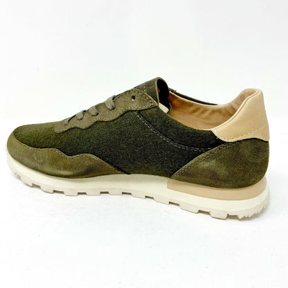 Clae Hoffman Premium Olive Wool Cream Mens Premium Casual Sneakers