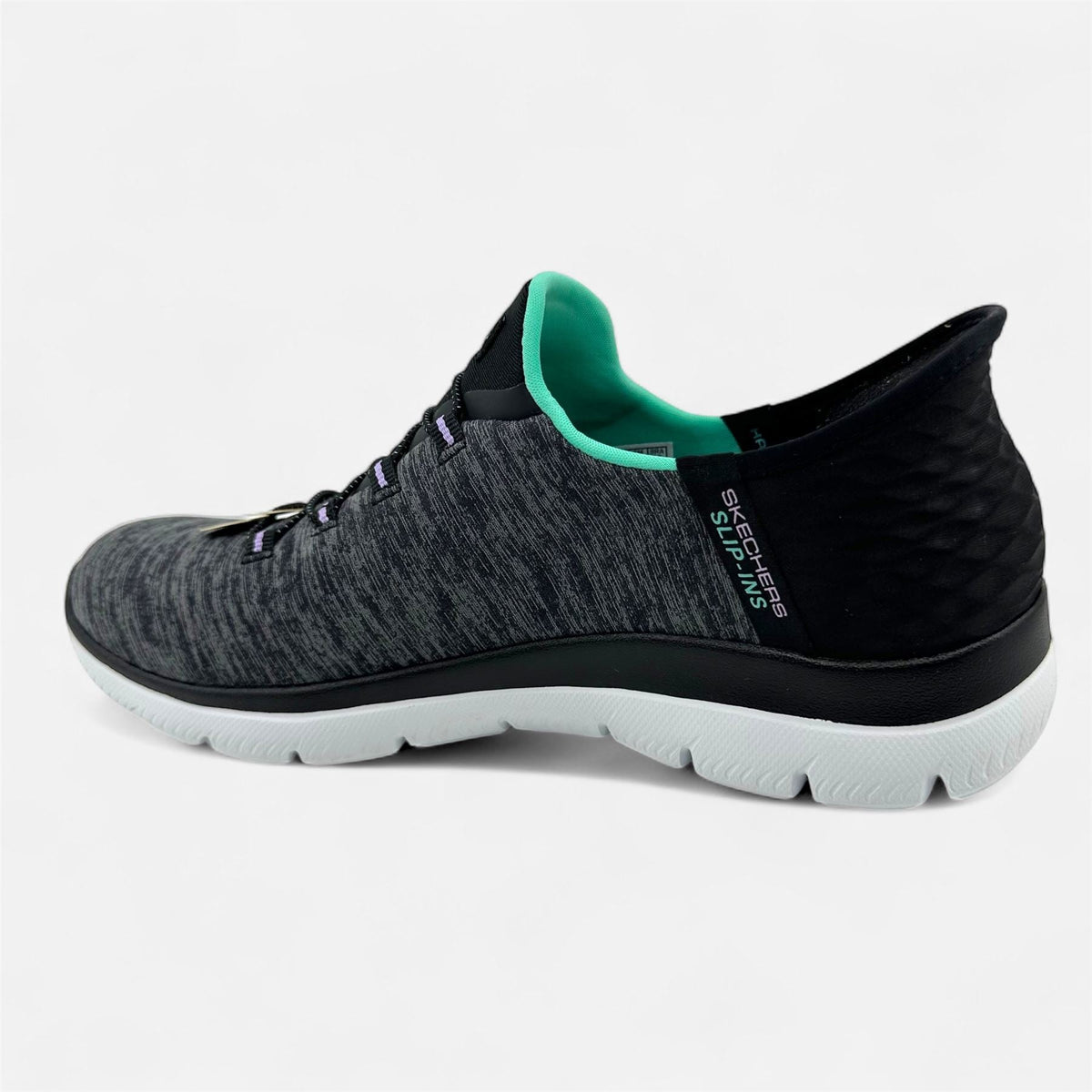 Skechers Summits Dazzling Haze Black Turquoise Womens Slip Ins Sneaker