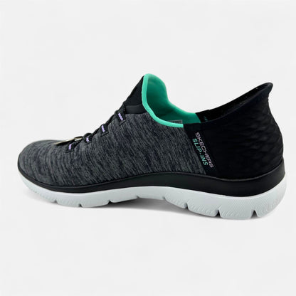 Skechers Summits Dazzling Haze Black Turquoise Womens Slip Ins Sneaker