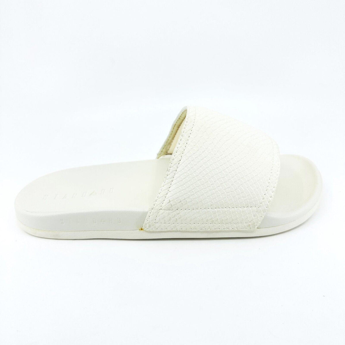 STNDRD Standard Los Angeles Monaco Snake White Womens Summer Slide Sandals