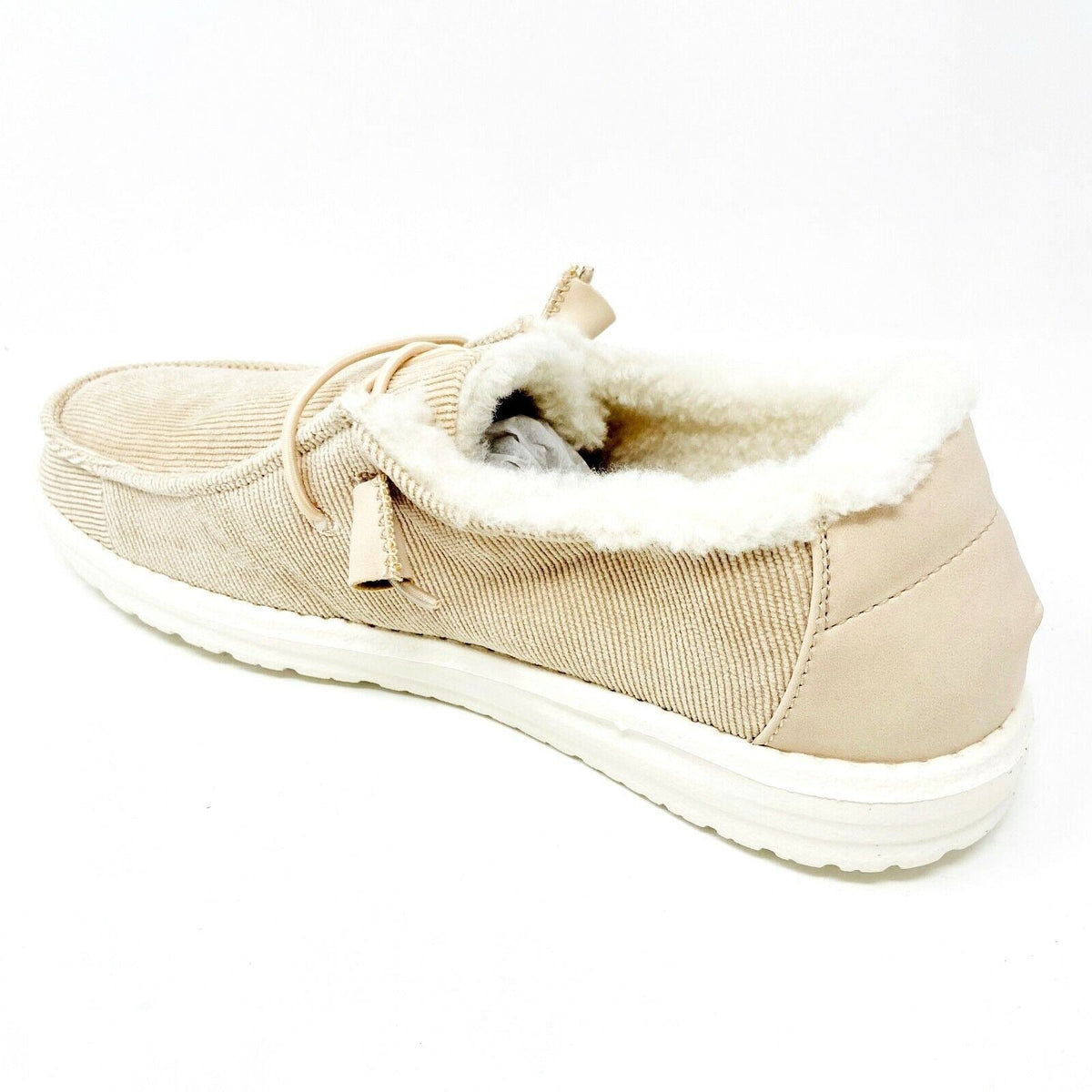 Hey Dude Wendy Corduroy Cream Womens Slip On Comfort Shoes