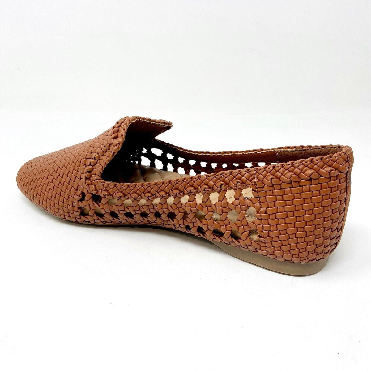 Birdies The Starling Cognac Woven Womens Vegan Leather Slip On Flats Loafers