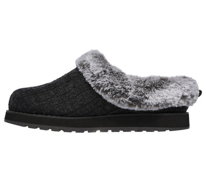 Womens Wide Fit Skechers Keepsakes Ice Angel Mule Slippers - Charcoal
