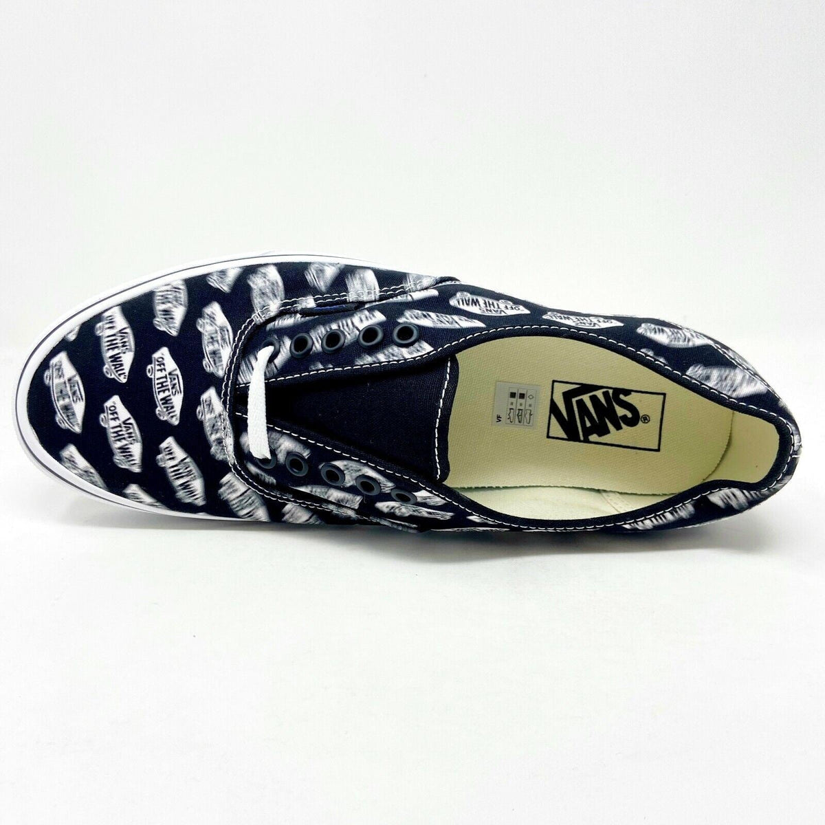 Vans Authentic (Blue Boards) Black True White Faded Logos Mens Casual Shoes