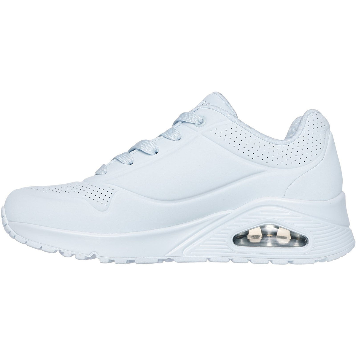Women's Wide Fit Skechers 73690 Uno - Stand On Air Walking Street Wear Trainers - Light Denim
